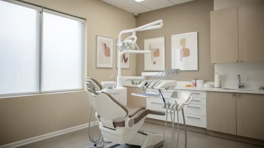 A dental check-up in progress in a clinical operatory