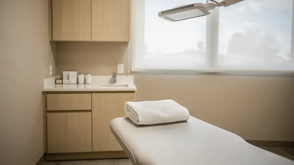Tooth whitening treatment in a dental surgery